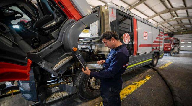 İtfaiye araçlarının bakım üssü: Mekatronik Atölyesi